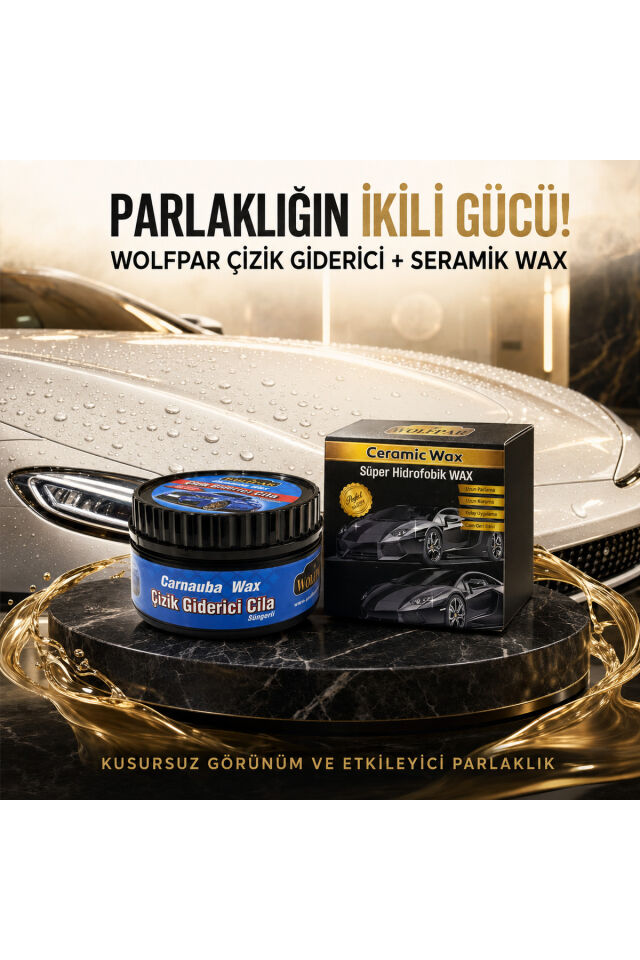 Çizik Giderici Cila ve Seramik Wax Seti – Carnauba Wax Süngerli Boya Parlatıcı & Süper Hidrofobik Koruma
