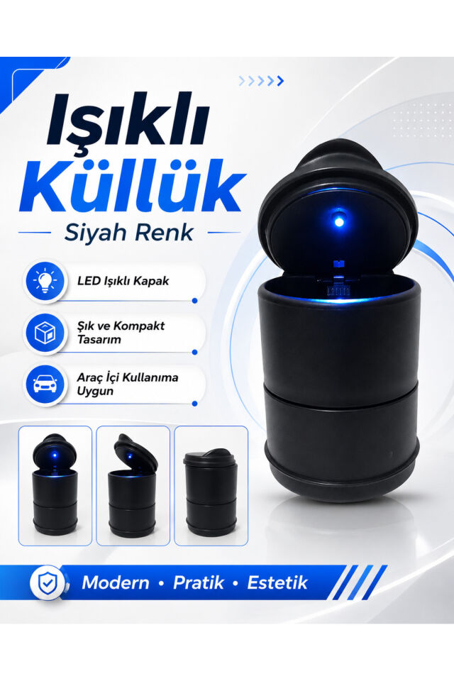 Işıklı Küllük Siyah Renk