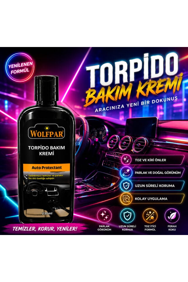 Torpido Bakım Kremi 230 ml – Toz İtici, Parlatıcı ve Koruyucu Oto İç Trim Bakımı
