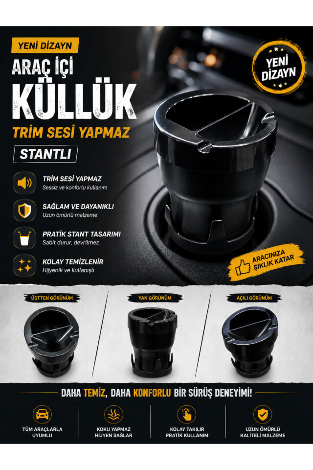 Araç İçi Küllük Trim Sesi Yapmaz Yeni Dizayn Stantlı