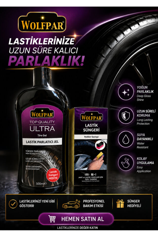 Ultra Lastik Parlatıcı Jel + Lastik Süngeri Hediyeli