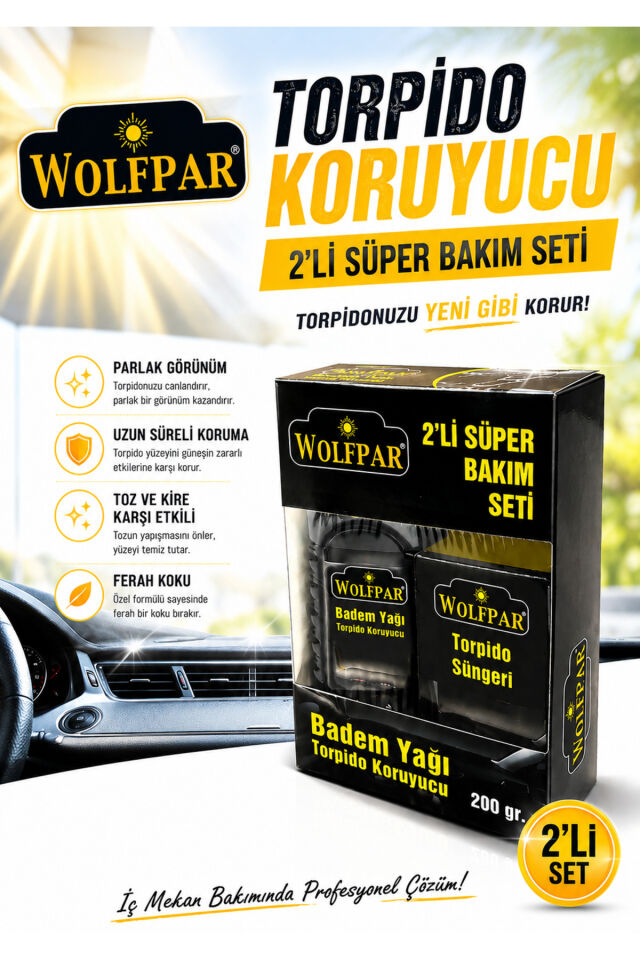 Torpido Koruyucu 2'li Süper Bakım Seti – Badem Yağlı Torpido Bakımı ve Uygulama Süngeri