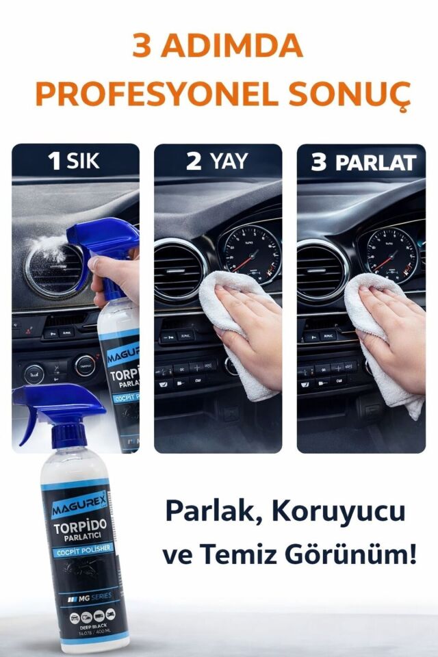 Antistatik Torpido Parlatıcı ve Yenileyici - Toz Tutmaz Torpido Parlatıcı 400ml - Araç İçi Bakım