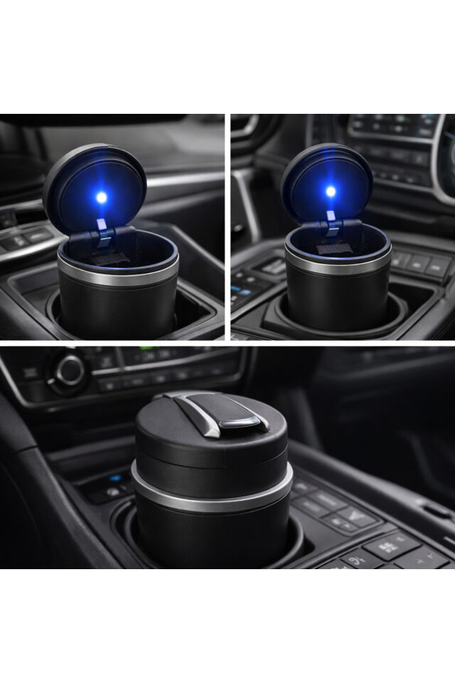 Her Araca Uyumlu LED Işıklı Bardaklıklı Küllük (BMW Tipi)(2 parça)