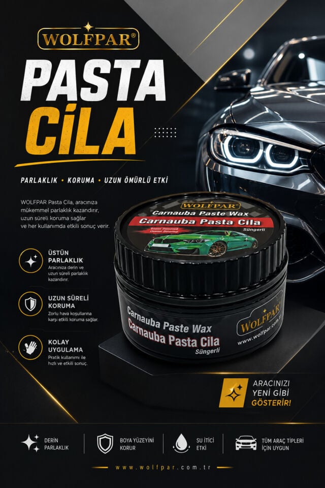 WOLFPAR Carnauba Paste Wax Pasta Cila Süngerli