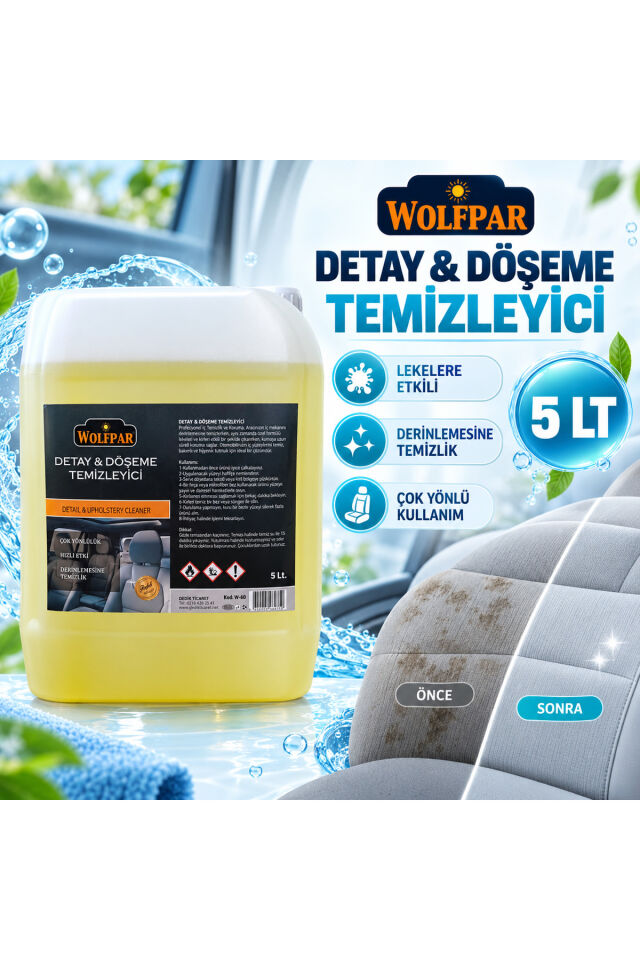 Detay & Döşeme Temizleyici 5 LT – Araç Koltuğu, Kumaş ve İç Mekân Temizleme Ürünü